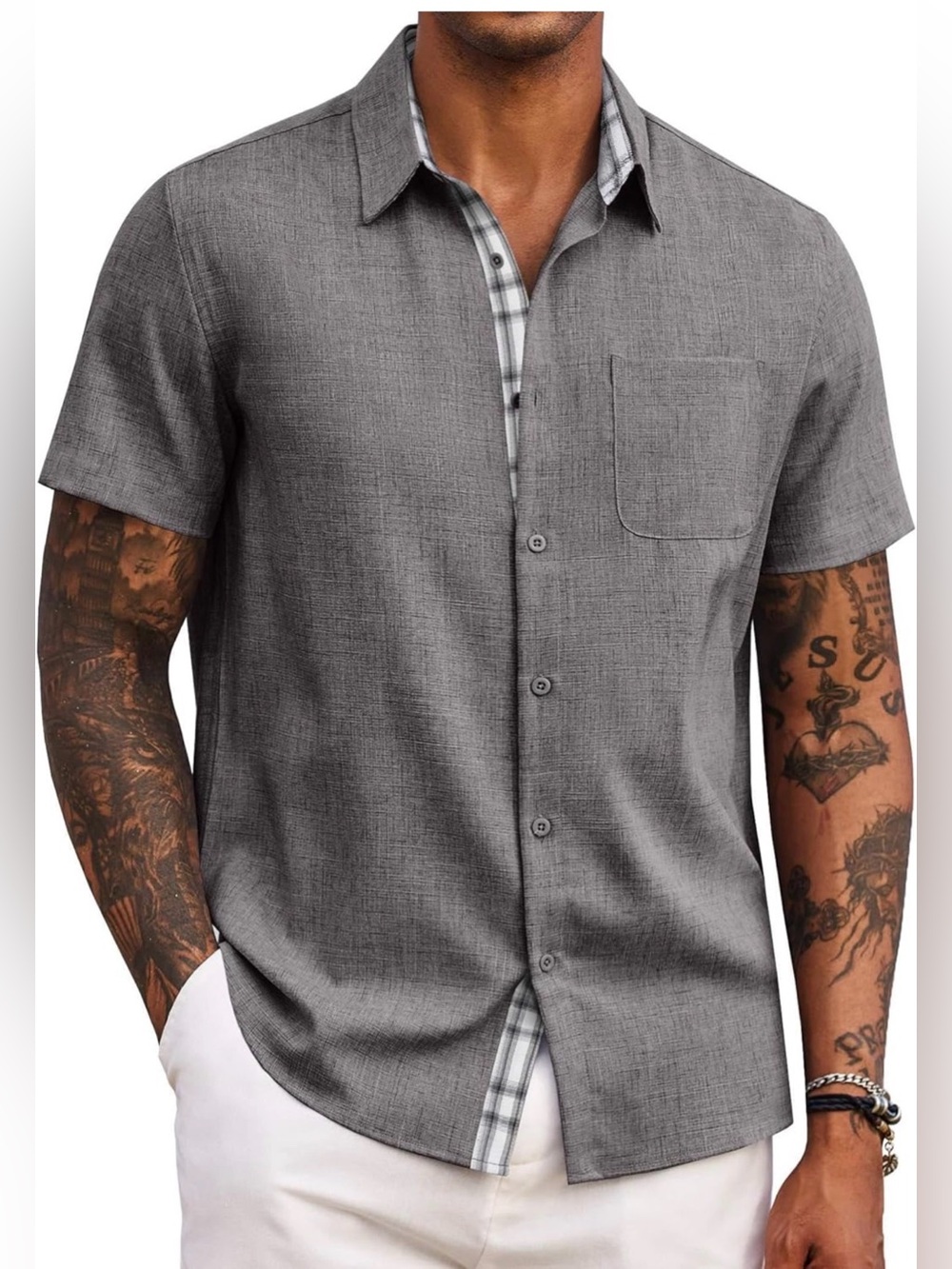 COOFANDY Men's Button Down Shirts Short Sleeve Casual Shirt with Pocket